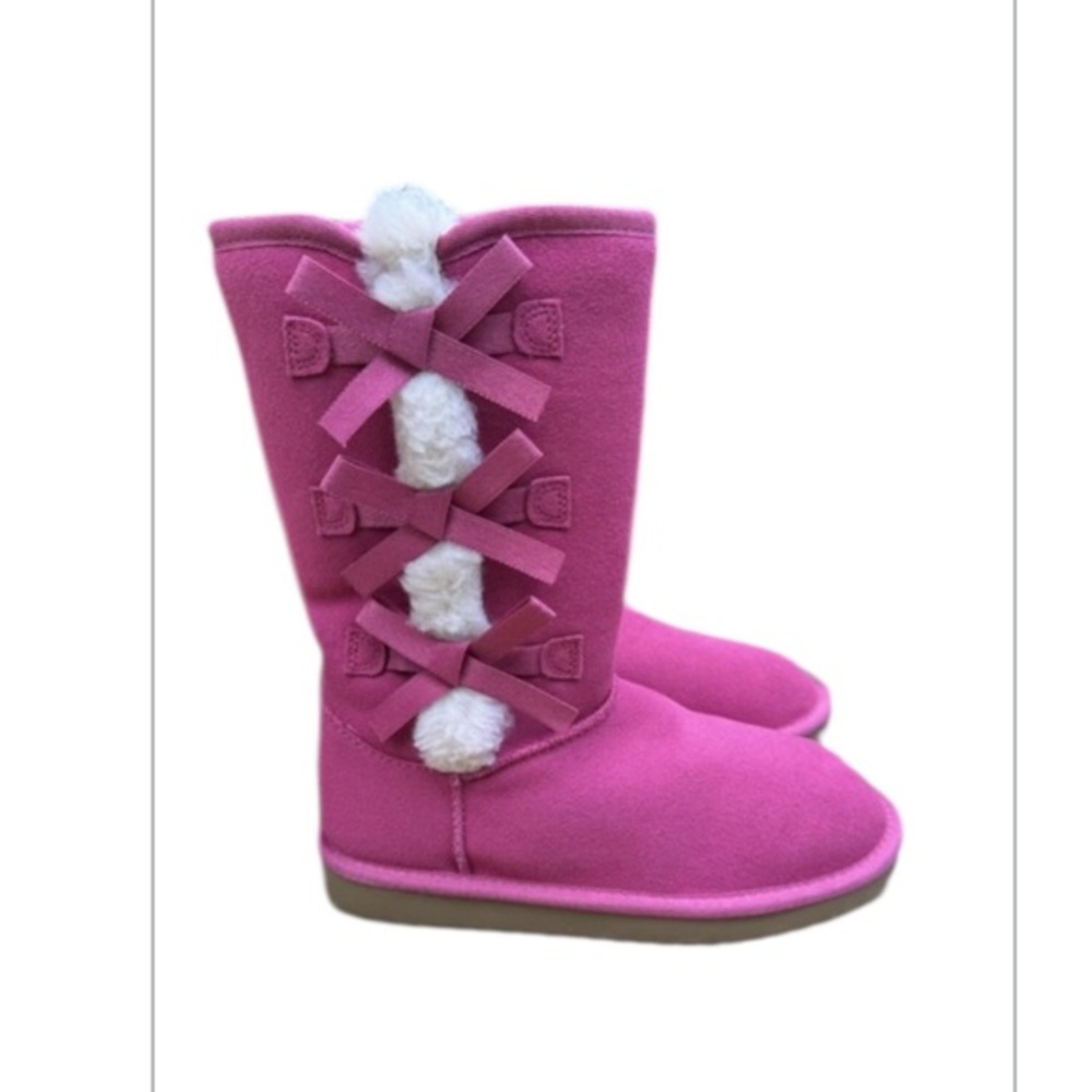 KOOLABURRA BY UGG Suede bow tall pink boots size 4